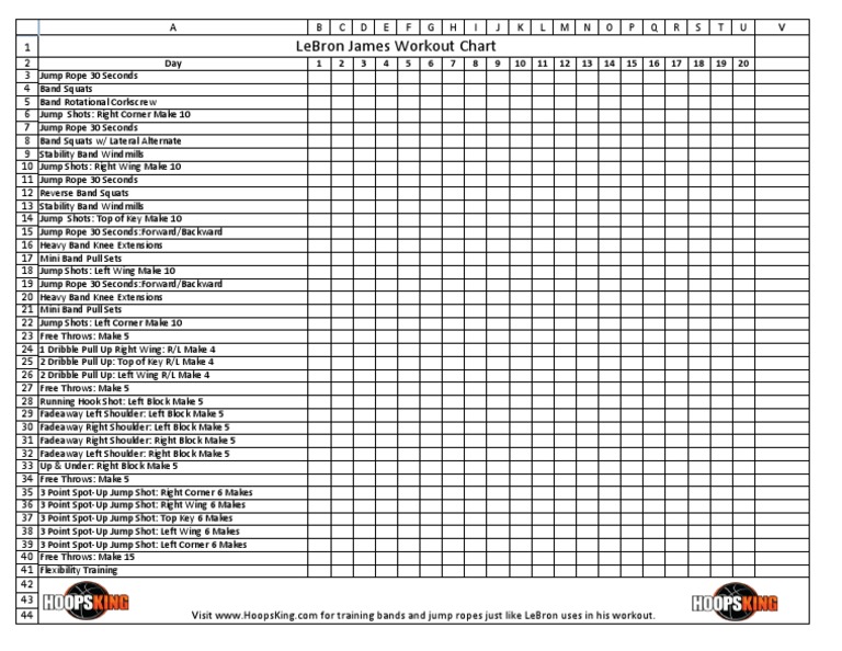 Lebron James Workout Chart | PDF