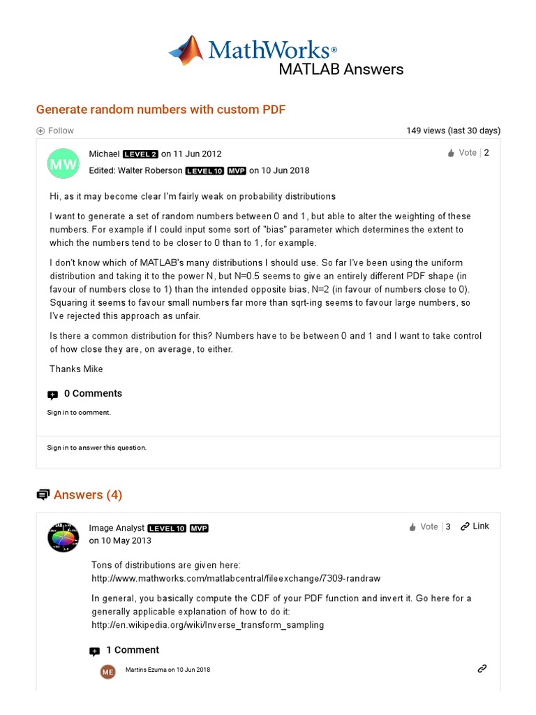 Generate Random Numbers With Custom PDF | PDF | Probability Density ...