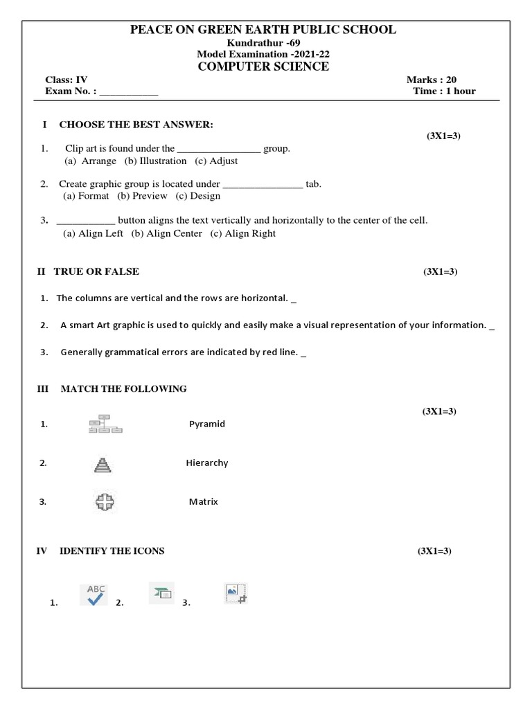 Grade 4 Computer Science Exam | PDF | Software | Computing