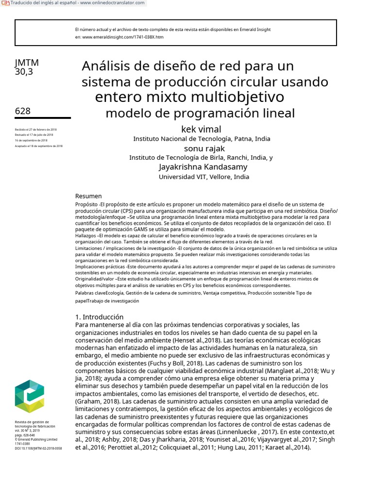 Analysis of Network Design For A Circular Production System Using Multi