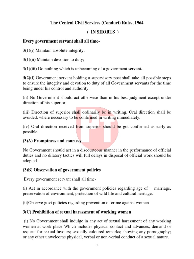 Ccs conduct rules 1964 pdf classified information sexual harassment