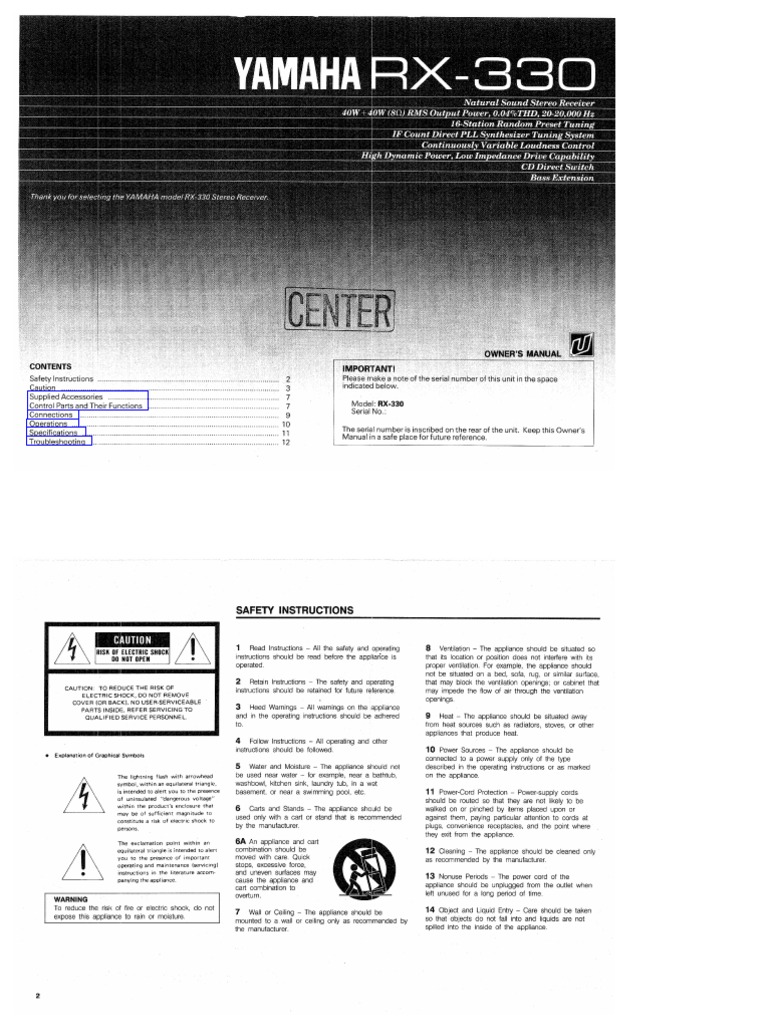 Yamaha RX 330 | PDF