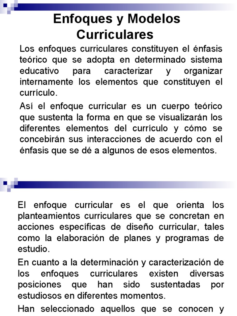 Enfoques y Modelos Curriculares | PDF | Plan de estudios | Evaluación