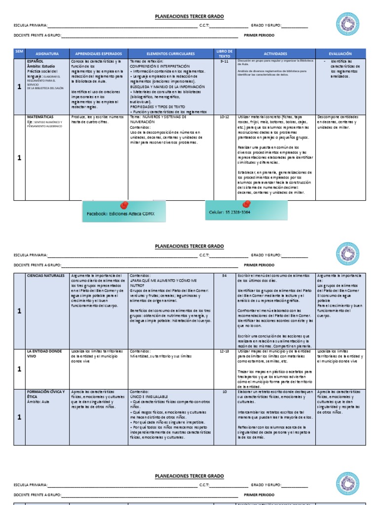 Planeaciones Educativas Tercer Grado | PDF | Educación primaria | Alimentos