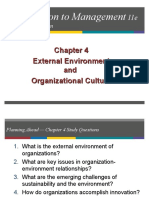 Introduction To Management: External Environment and Organizational Culture