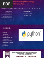 Tanish Khandal's Industrial Training Presentation On Python