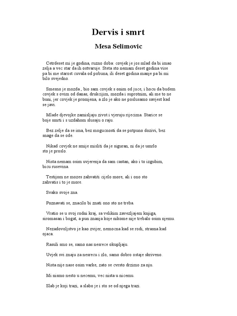 Citati O Smrti Mesa Selimovic Images Slike