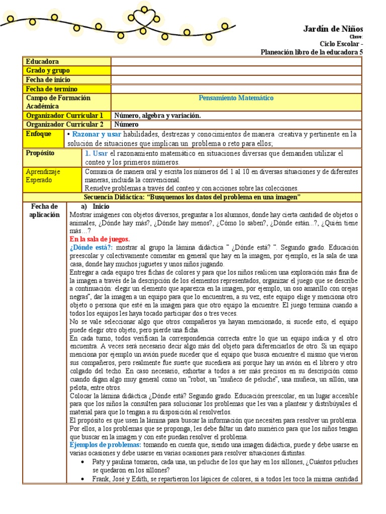 Actividades Matemáticas para Preescolar | PDF | Educación de la primera ...