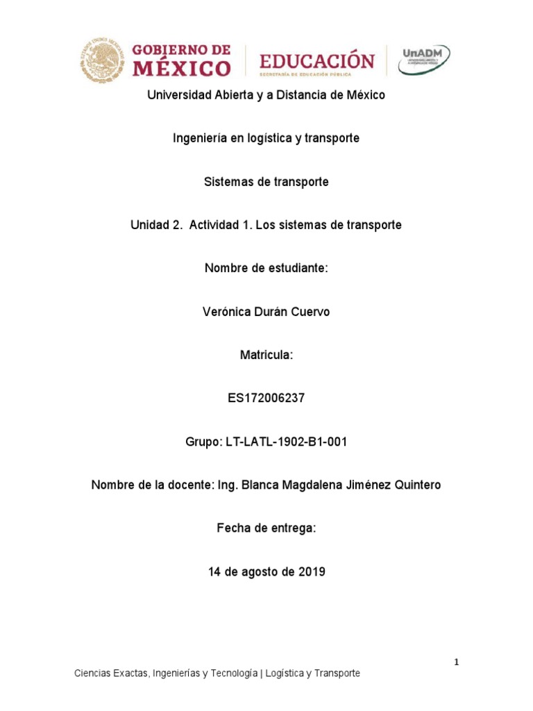 Lste U2 A1 VDC | PDF | Transporte | Logística