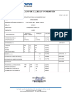Certificado de calidad y garantía para tubería HDPE de 75 metros