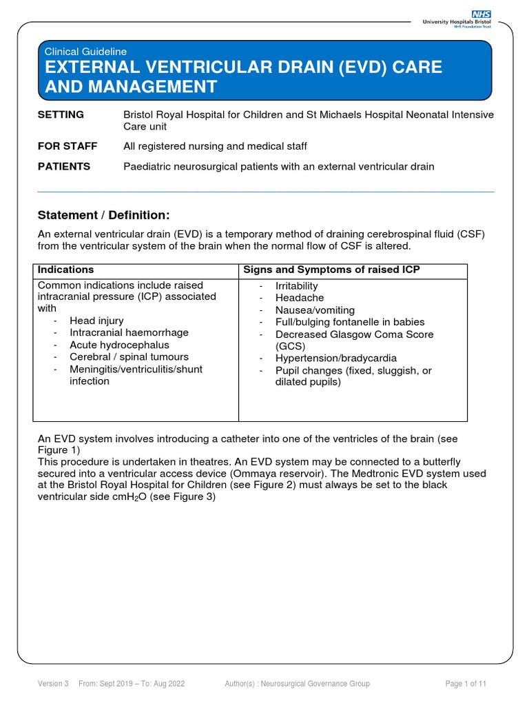 External Ventricular Drain Care and Management3 PDF Diseases And