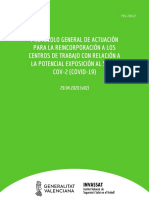 Protocolo General de Actuación para La Reincorporación A Los Centros de Trabajo Con Relación A La Potencial Exposición Al Sars-COV-2 (COVID-19)