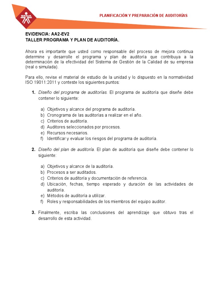 Programa y Plan de Auditoría ISO 19011 | PDF | Auditoría | Planificación