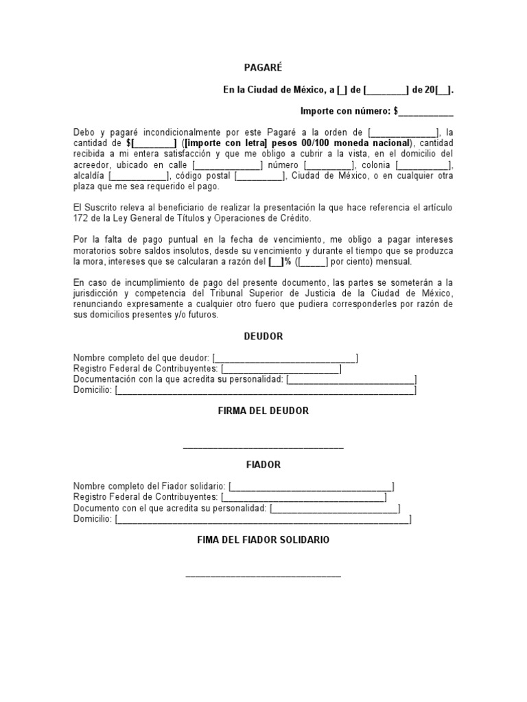 Formato de Pagaré | PDF