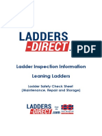 Ladder Inspection Information Leaning Ladders: Ladder Safety Check Sheet (Maintenance, Repair and Storage)
