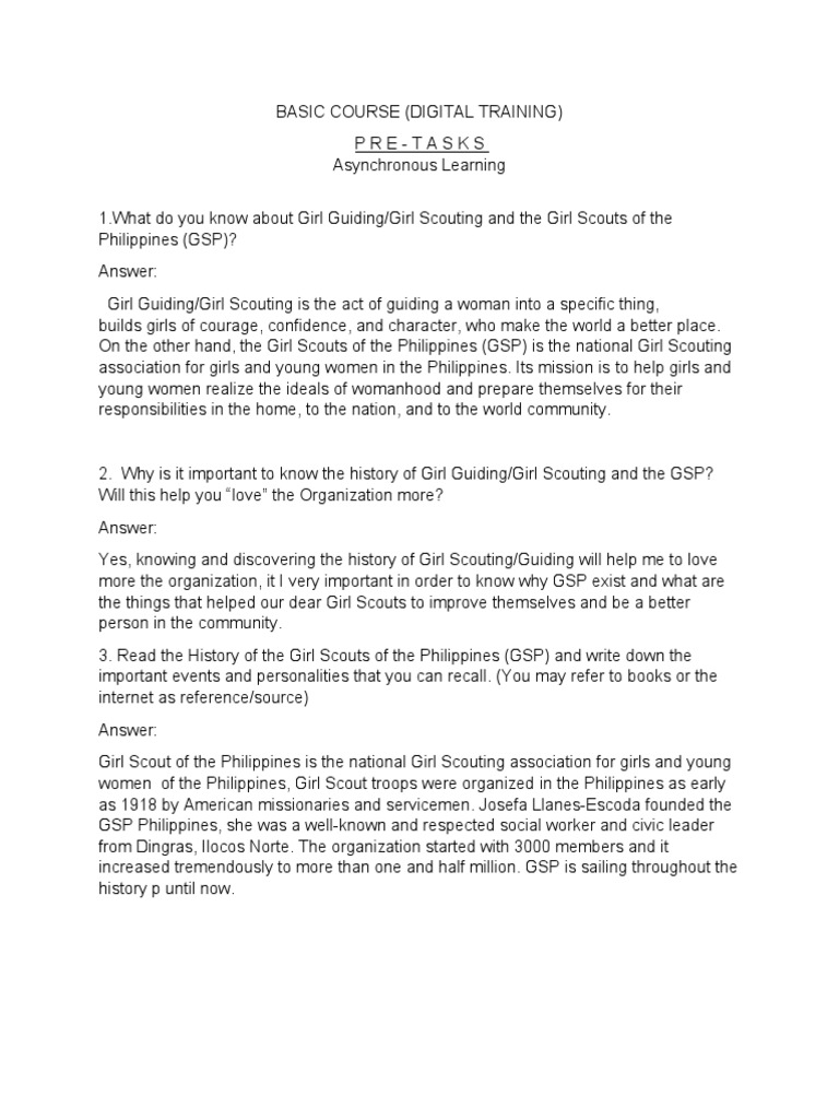 GSP Basic Training Course Overview | PDF | Youth Movements | Scouting