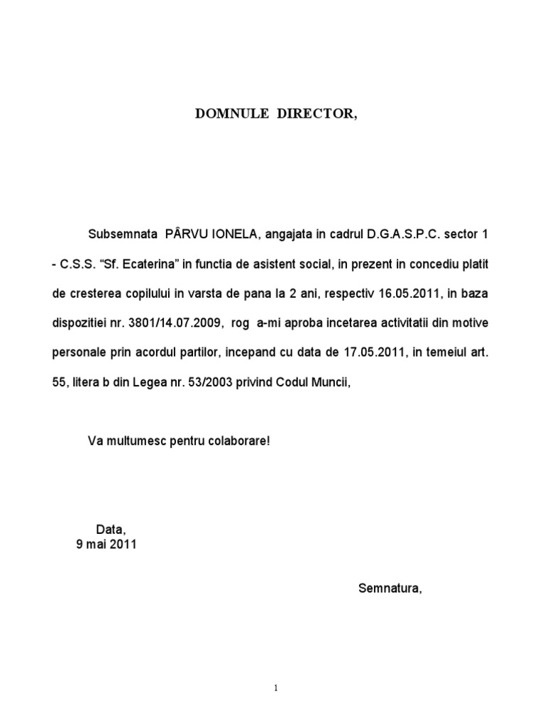 Demisie Cu Preaviz Articol