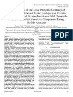 Determination of the Total Phenolic Contents of Essential Oil Obtained From Cymbopogon Citratus (Lemongrass) and Persea Americana Mill (Avocado Pear Seed) and Its Bioactive Component Using Gc-Ms Analysis