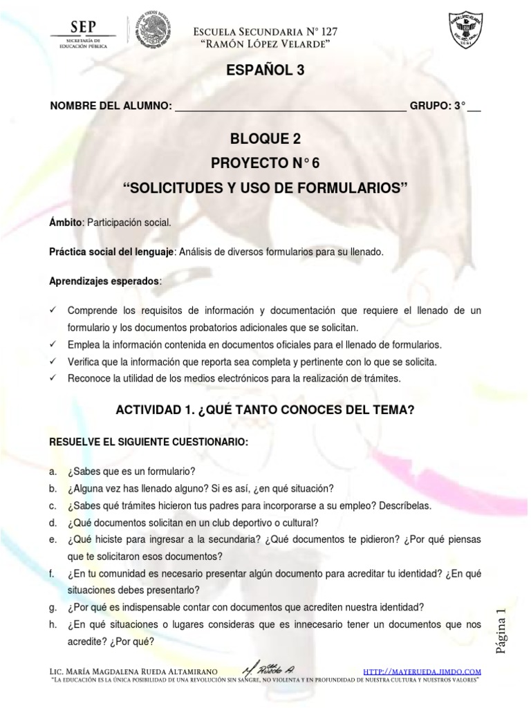 Fdocuments - Ec - Bloque 2 Proyecto N 6 Solicitudes y Uso de Formularios  Bloque 2 Proyecto N 6 | PDF | Certificado de nacimiento