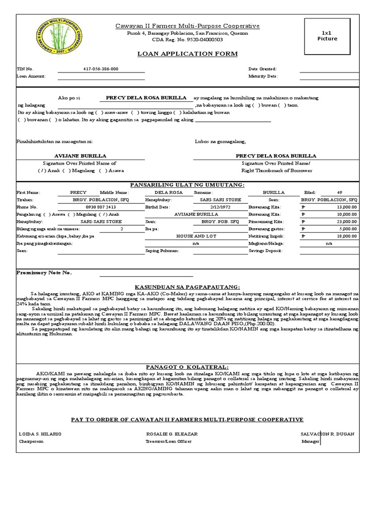 Loan Application Updated Format | PDF