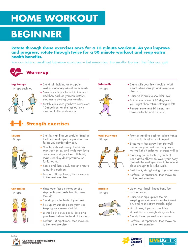 Beginner Home Workout Routine | PDF | Strength Training | Physical Fitness