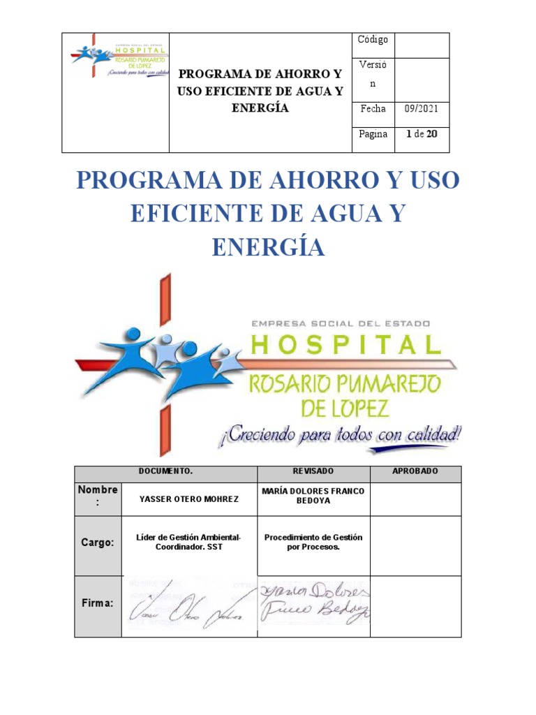 Progama de Ahorro y Uso Eficiente de Agua y Energía | PDF | Uso ...