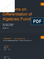 Theorems On Differentiation of Algebraic Functions: Rey Jerico P. Dagohoy Chim Jeffrey R. Diaz Bsaee-1B