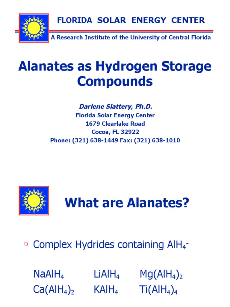 Alanates as Hydrogen Storage Compounds | PDF | Hydride | Chemical ...