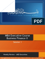 MBA Executive Course Business Finance II Session 1 Weekly Review