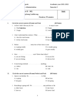 Grammar and psychology exam questions and student letter
