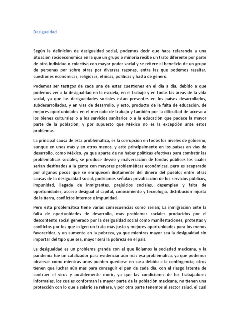 Desigualdad social en México y el mundo | PDF | Desigualdad social ...