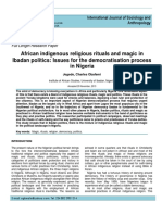 African Indigenous Religious Rituals and Magic in Ibadan Politics: Issues For The Democratisation Process in Nigeria