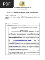 Final Module in Principles and Theories in Language Acquisition