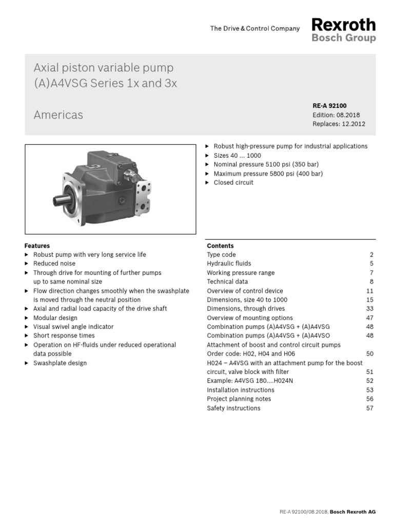 Axial Piston Variable Pump (A) | PDF | Pump | Machines