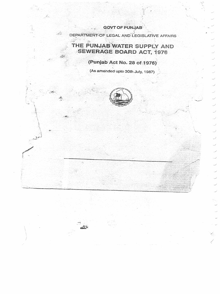 Punjab Water Supply and Sewerage Board Act 1976 PDF
