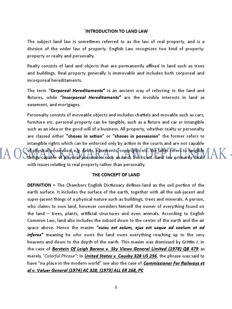 Introduction to Land Law | PDF | Leasehold Estate | Real Property
