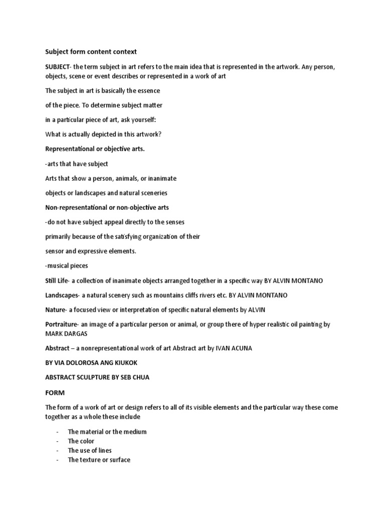 Subject Form Content Context | PDF | Abstract Art | Works Of Art