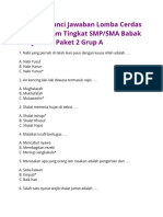 Kumpulan Soal Dan Kunci Jawaban Lomba Cerdas Cermat Islam Tingkat SMP Paket 2