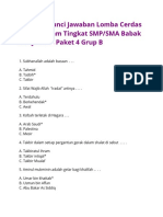 Kumpulan Soal Dan Kunci Jawaban Lomba Cerdas Cermat Islam Tingkat SMP Paket 4