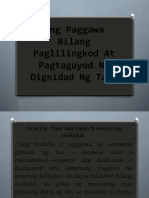 Ang Paggawa Bilang Paglilingkod at Pagtaguyod NG Dignidad