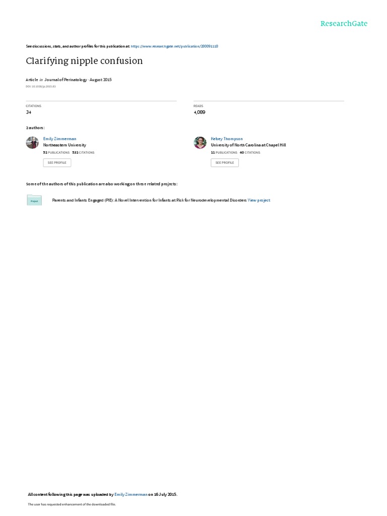 Clarifying Nipple Confusion PDF Breastfeeding Nipple