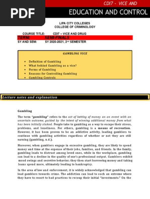 Cdi7semis Lesson 3 - Gambling Vice