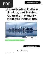 Understanding Culture, Society, and Politics Quarter 2 - Module 4 Nonstate Institutions