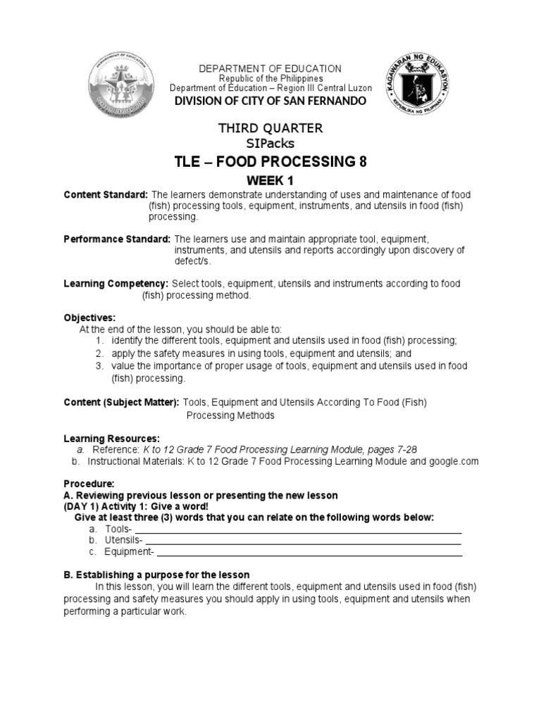 Food Processing Tools and Safety Guide | PDF | Calibration | Refrigerator