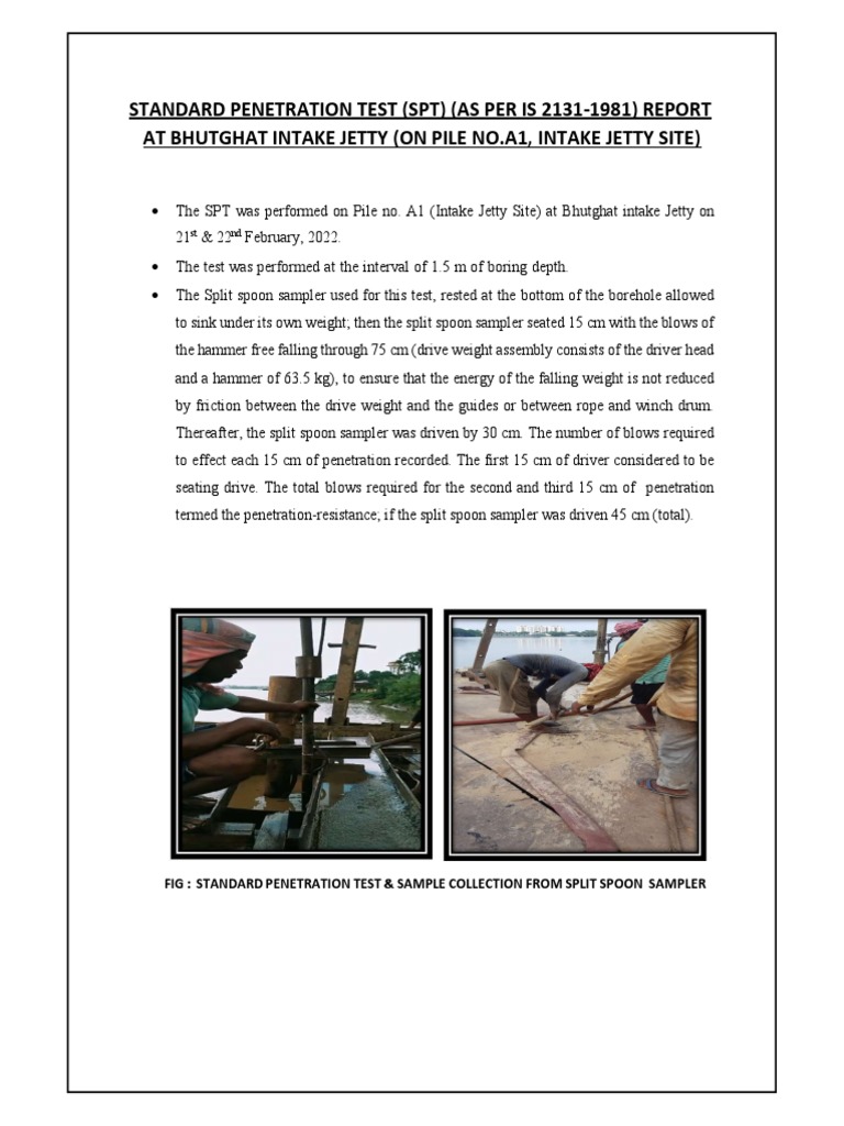 Standard Penetration Test (SPT) (As Per Is 2131-1981) Report at ...