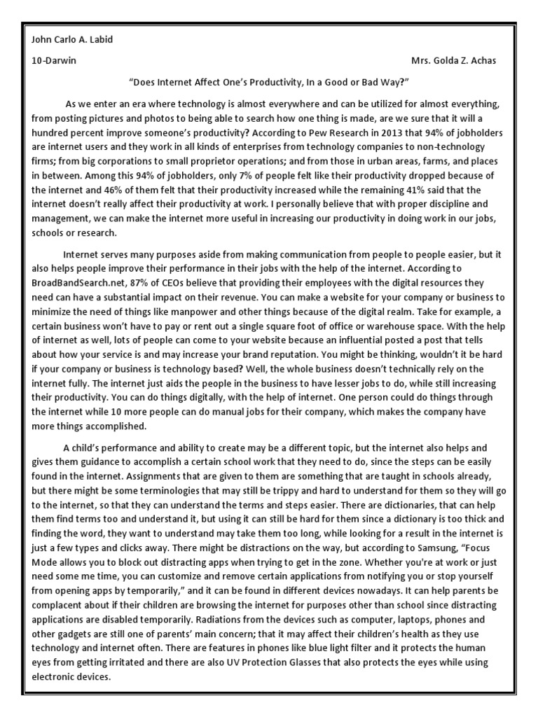 Argumentative Essay PDF Computing