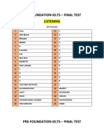 Pre-F Ielts - Final Answer Sheet