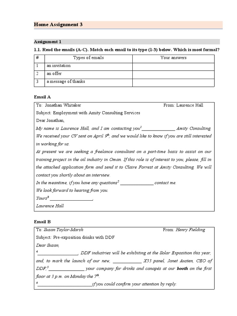 Home Assignment 3: Email Exercises | PDF | Grammar | Cognitive Science