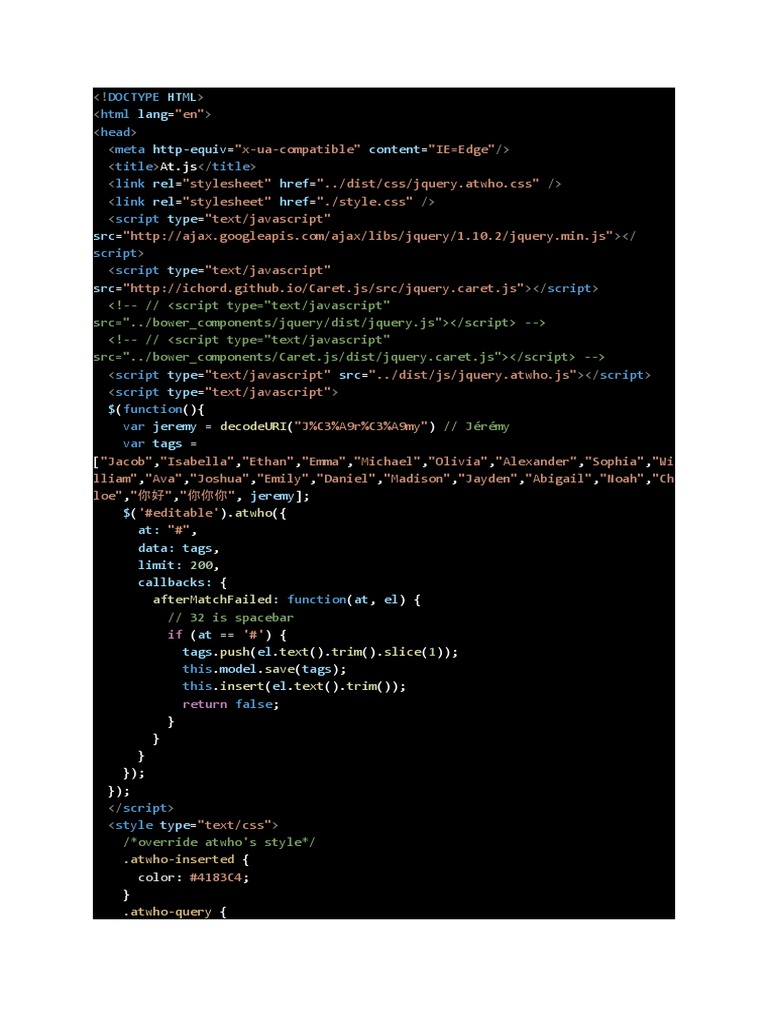 At - Js : Doctype HTML Head Meta Title Title Link Link Script Script ...