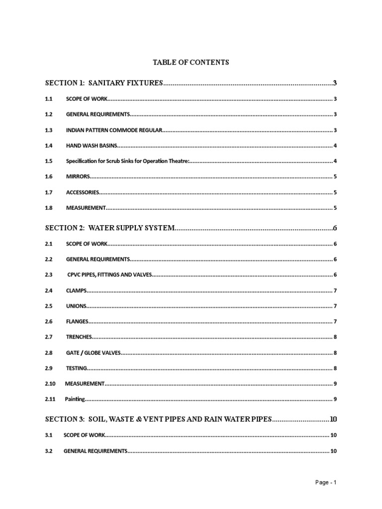 Sanitary Specification PDF Plumbing Pipe (Fluid Conveyance)